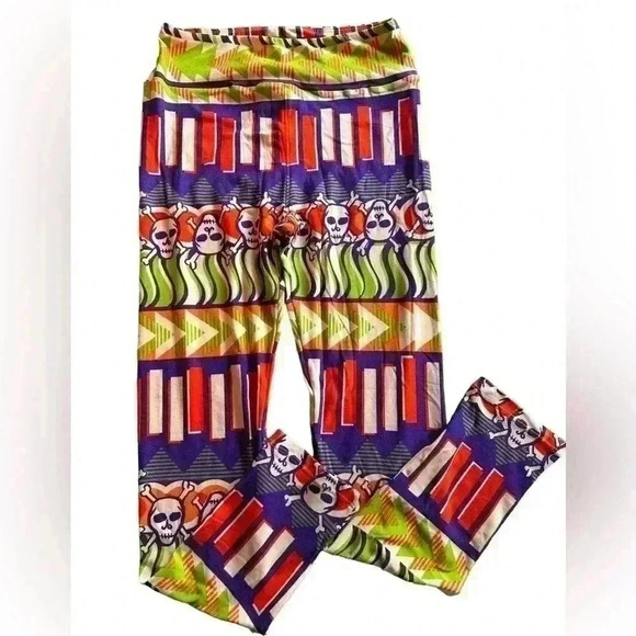 Lularoe one size Skull Halloween leggings . New in pkg From OG designer Patrick! - Picture 1 of 6